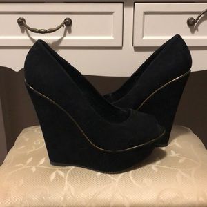 Black Suede Wedge Heels